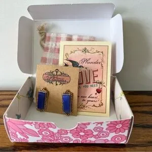 Plunder | Jewelry | Choose To Plunder Blue Rectangle Earrings Gold New ...
